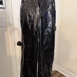 Free People Shiny Black Faux Leather Pants NWOT